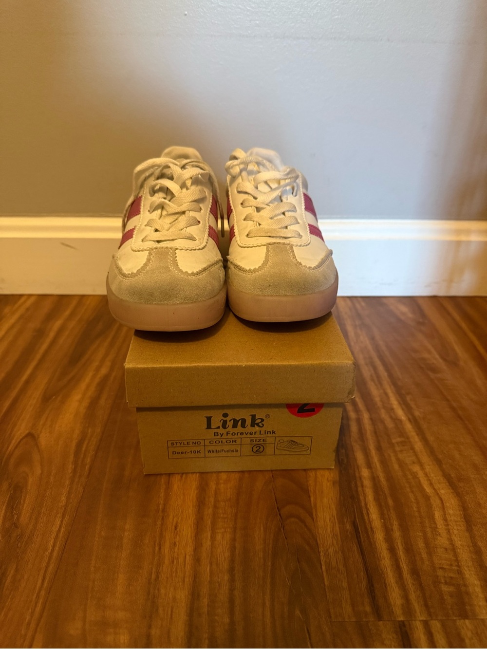 Link Kids Cream and Pink Retro-Style Sneakers